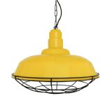 Eden Yellow Industrial Cage Pendant Light